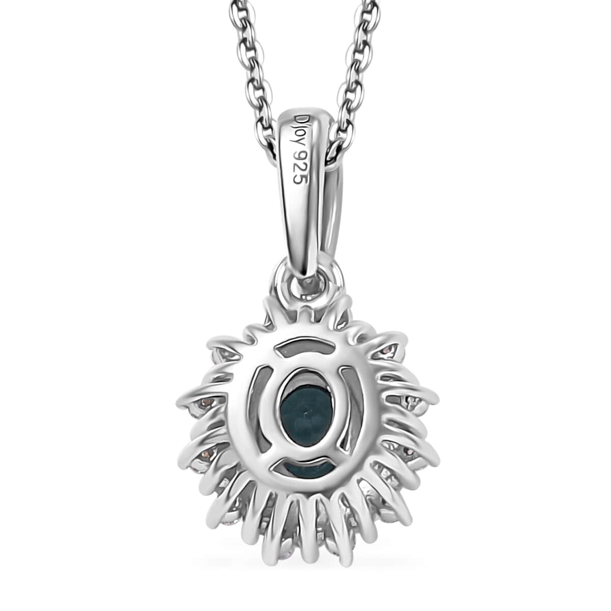 Premium Lagoon Tourmaline and Moissanite 0.70 ctw Ocean Dawn Pendant Necklace in Rhodium Over Sterling Silver 20 Inches image number 4