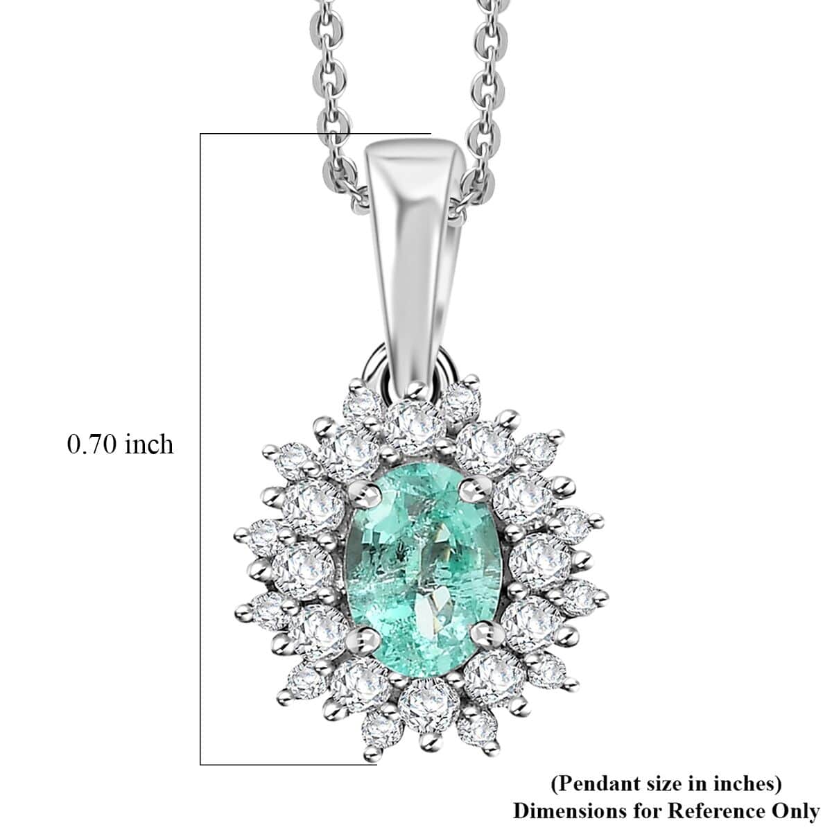 Premium Boyaca Colombian Emerald and Moissanite 0.70 ctw Ocean Dawn Pendant Necklace in Rhodium Over Sterling Silver 20 Inches image number 5