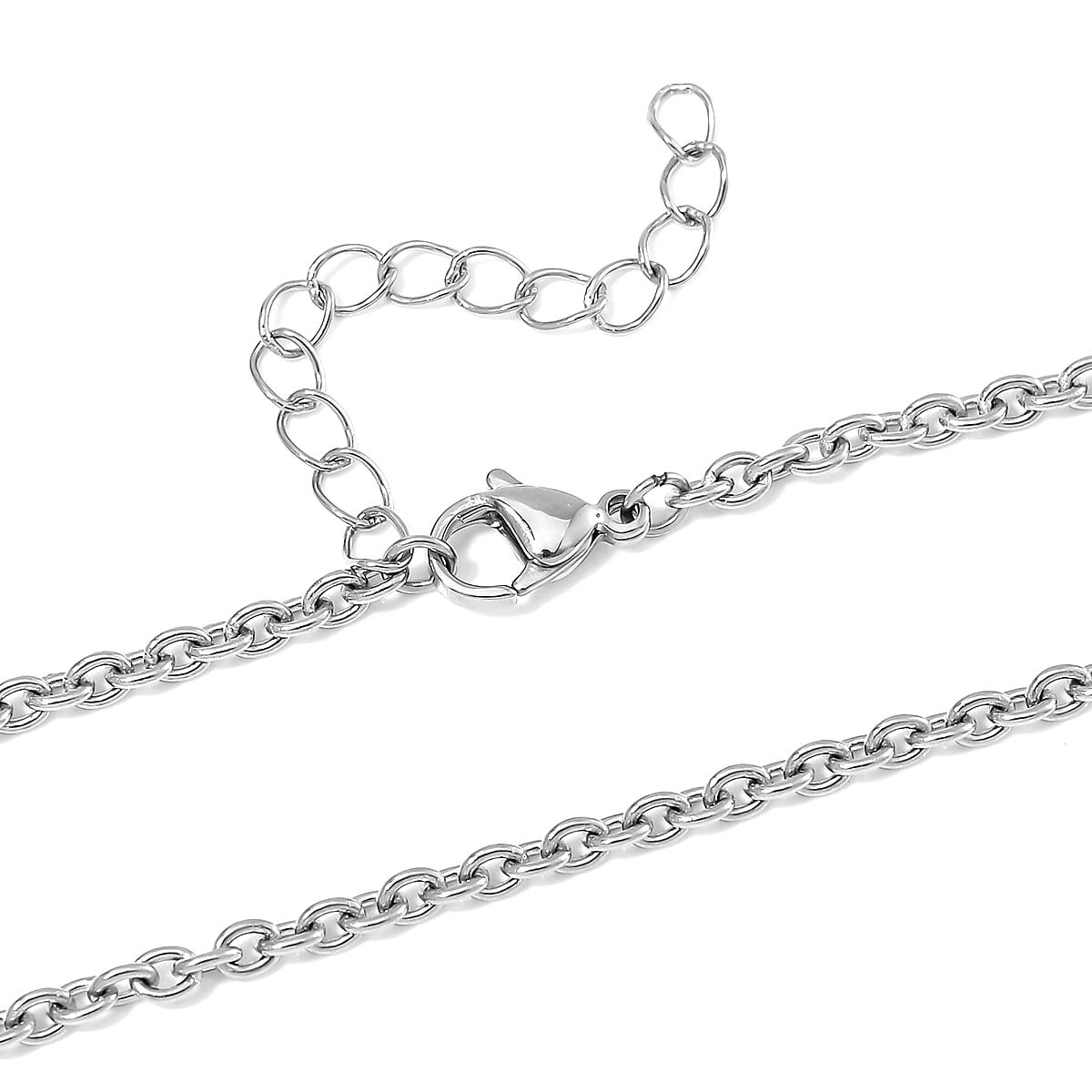 Terahertz 110.00 ctw Men's Dog Tag Pendant with Cross Charm in Rhodium Over Sterling Silver with Stainless Steel Necklace 24-26 Inches