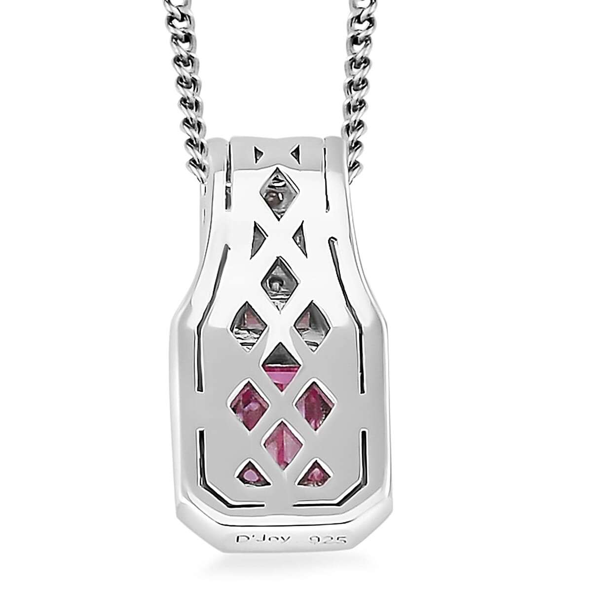 Lotus Pink and White Moissanite 1.25 ctw Art Deco Pendant Necklace in Rhodium Over Sterling Silver 20 Inches