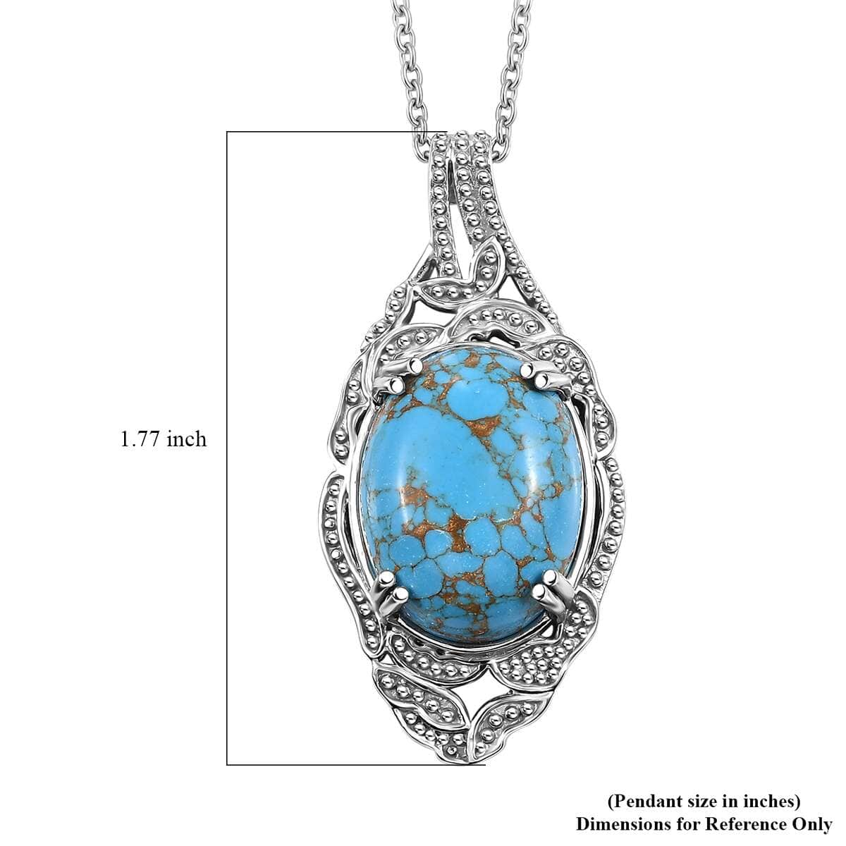 Karis Mojave Blue Turquoise 13.70 ctw Pendant in Platinum Bond with Stainless Steel Necklace 20 Inches image number 6