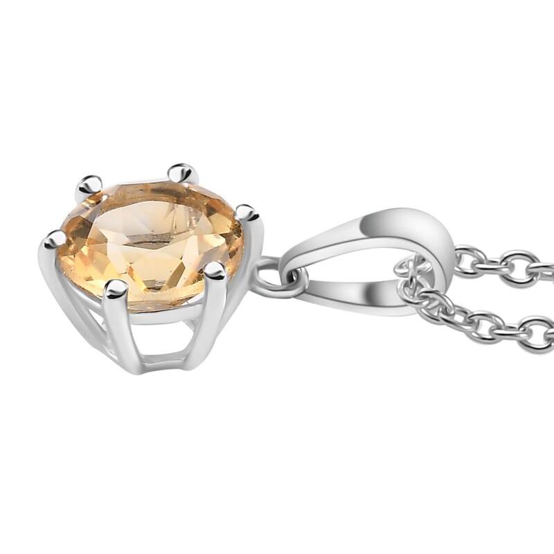 Karis Brazilian Citrine 1.85 ctw Pendant in Platinum Bond with Stainless Steel Necklace 20 Inches