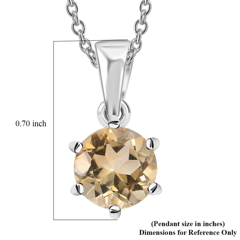 Karis Brazilian Citrine 1.85 ctw Pendant in Platinum Bond with Stainless Steel Necklace 20 Inches