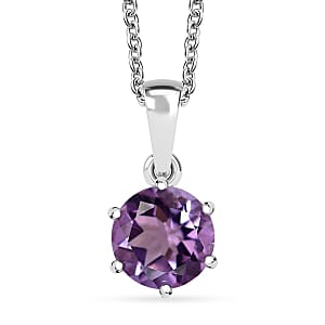 Karis Rose De France Amethyst 1.90 ctw Pendant in Platinum Bond with Stainless Steel Necklace 20 Inches