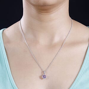 Karis Rose De France Amethyst 1.90 ctw Pendant in Platinum Bond with Stainless Steel Necklace 20 Inches