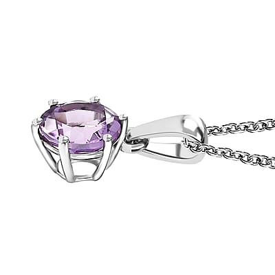 Karis Rose De France Amethyst 1.90 ctw Pendant in Platinum Bond with Stainless Steel Necklace 20 Inches