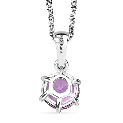 Karis Rose De France Amethyst 1.90 ctw Pendant in Platinum Bond with Stainless Steel Necklace 20 Inches