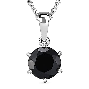 Karis Thai Black Spinel 2.35 ctw Pendant in Platinum Bond with Stainless Steel Necklace 20 Inches