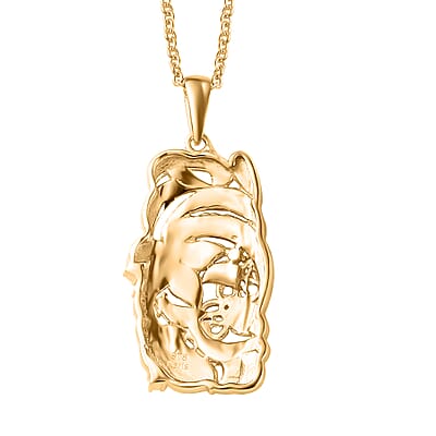 Karis White Diamond Accent Floral Pendant in 18K YG Plated with ION Plated YG Stainless Steel Necklace 20 Inches