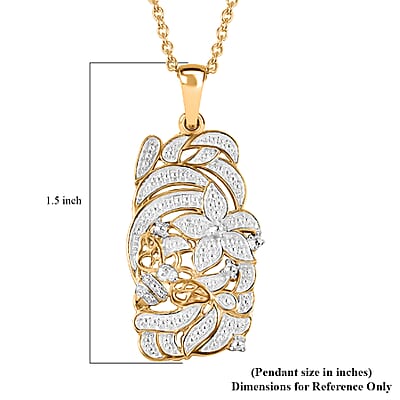 Karis White Diamond Accent Floral Pendant in 18K YG Plated with ION Plated YG Stainless Steel Necklace 20 Inches