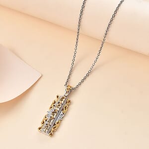 EverTrue Brazilian Citrine and White Zircon 1.20 ctw Pendant in 18K YG Plated and Platinum Bond with Stainless Steel Necklace 20 Inches