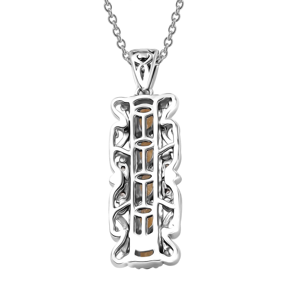 Karis Brazilian Citrine and White Zircon 1.00 ctw Pendant in 18K YG Plated and Platinum Bond with Stainless Steel Necklace 20 Inches image number 4