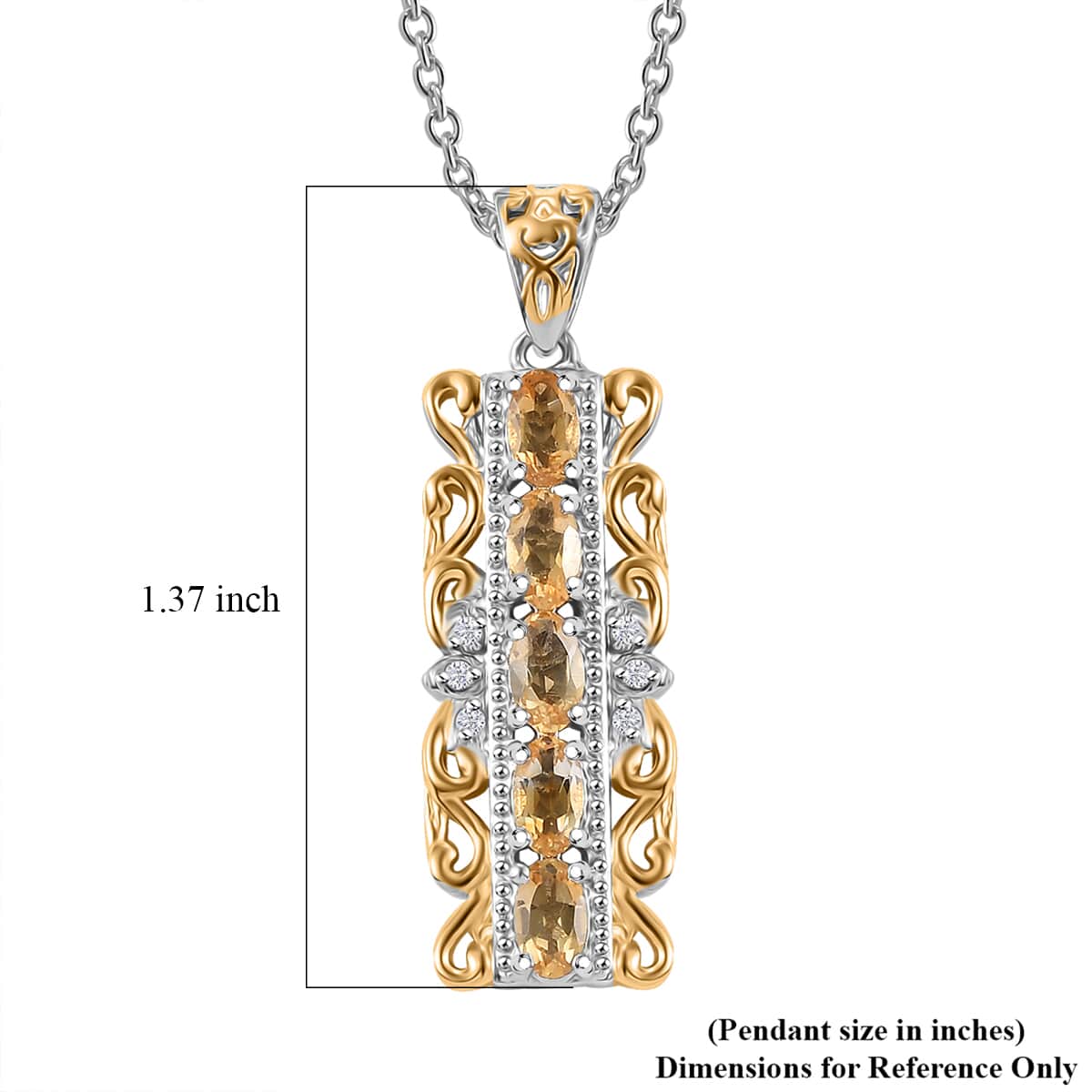 Karis Brazilian Citrine and White Zircon 1.00 ctw Pendant in 18K YG Plated and Platinum Bond with Stainless Steel Necklace 20 Inches image number 5