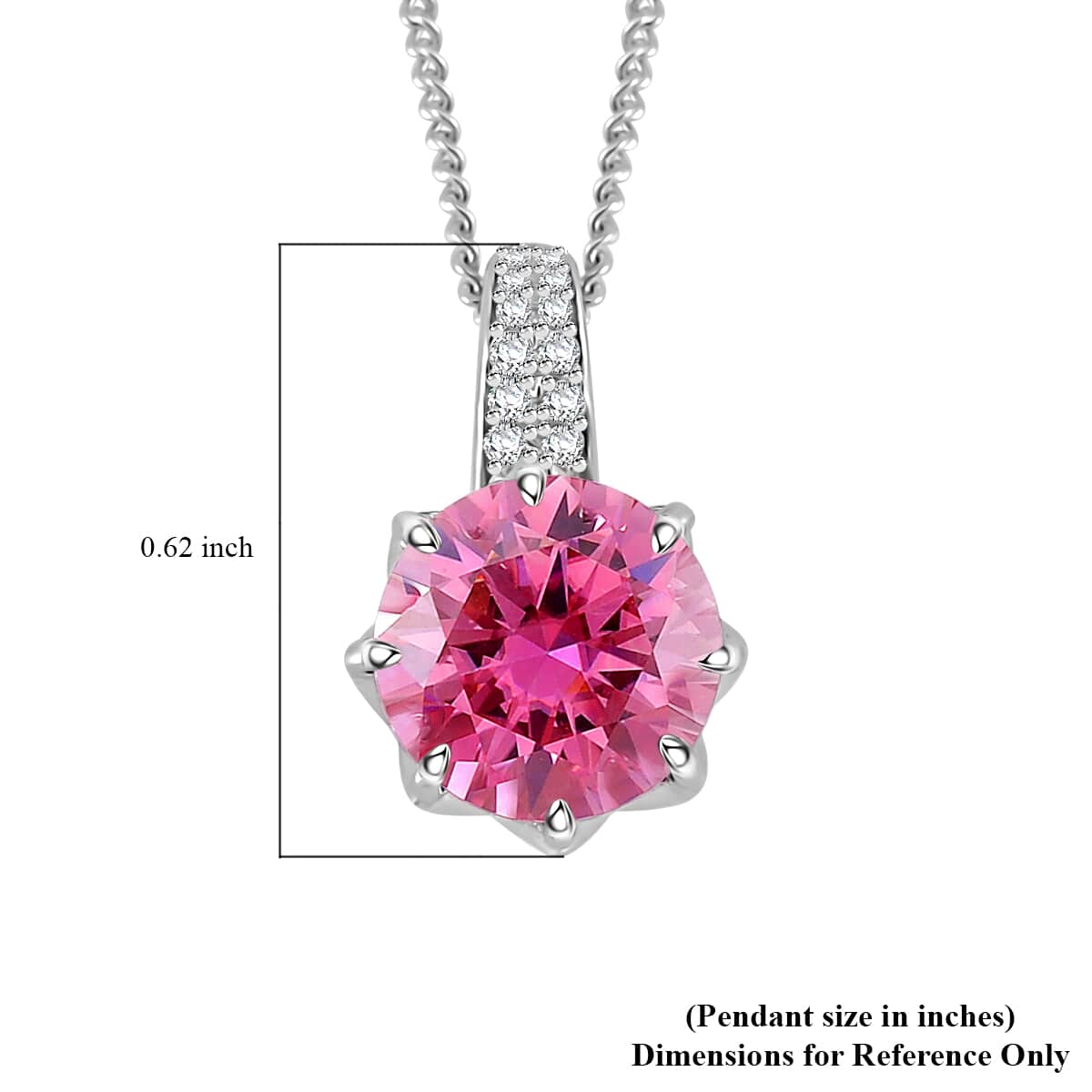 Lotus Pink and White Moissanite 2.80 ctw Crown of Petals Pendant Necklace in Rhodium Over Sterling Silver 20 Inches image number 6