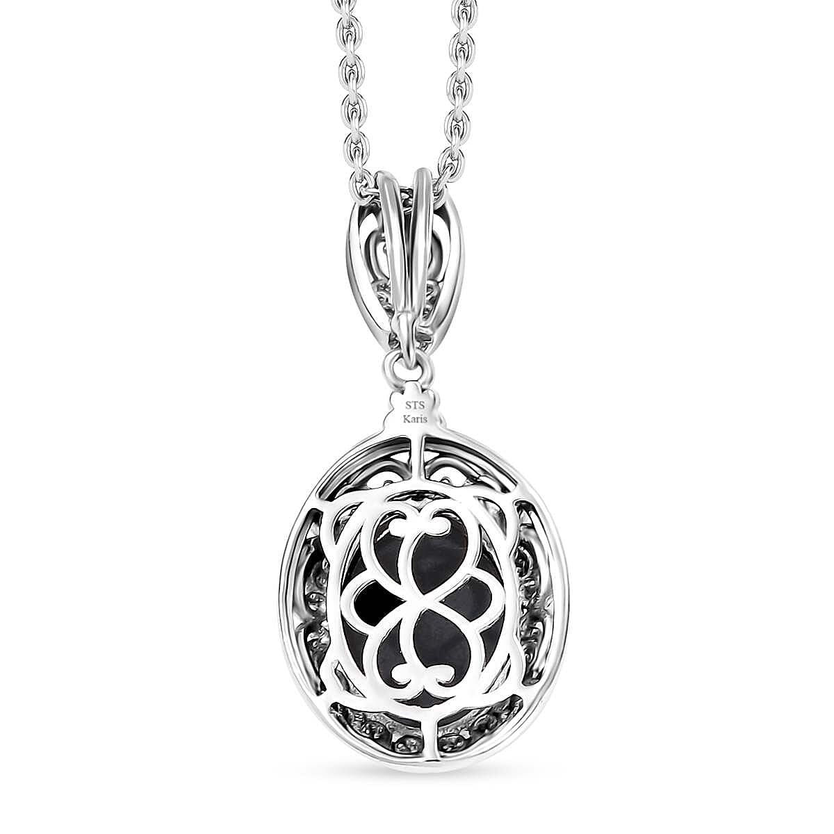 Karis Vivianite 5.50 ctw Pendant in Platinum Bond with Stainless Steel Necklace 20 Inches