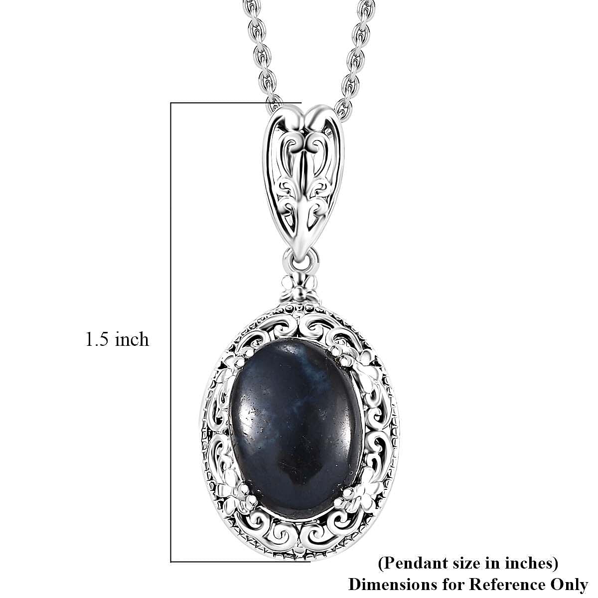 Karis Vivianite 5.50 ctw Pendant in Platinum Bond with Stainless Steel Necklace 20 Inches