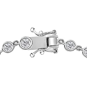 Moissanite 3.15 ctw Link Bracelet (6.50In) and Stud Earrings in Rhodium Over Sterling Silver