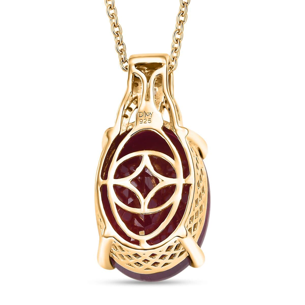 Niassa Ruby (FF), Natural Champagne and White Diamond 20.15 ctw River Bridge Pendant Necklace in 18K Vermeil Yellow Gold Over Sterling Silver 20 Inches image number 4