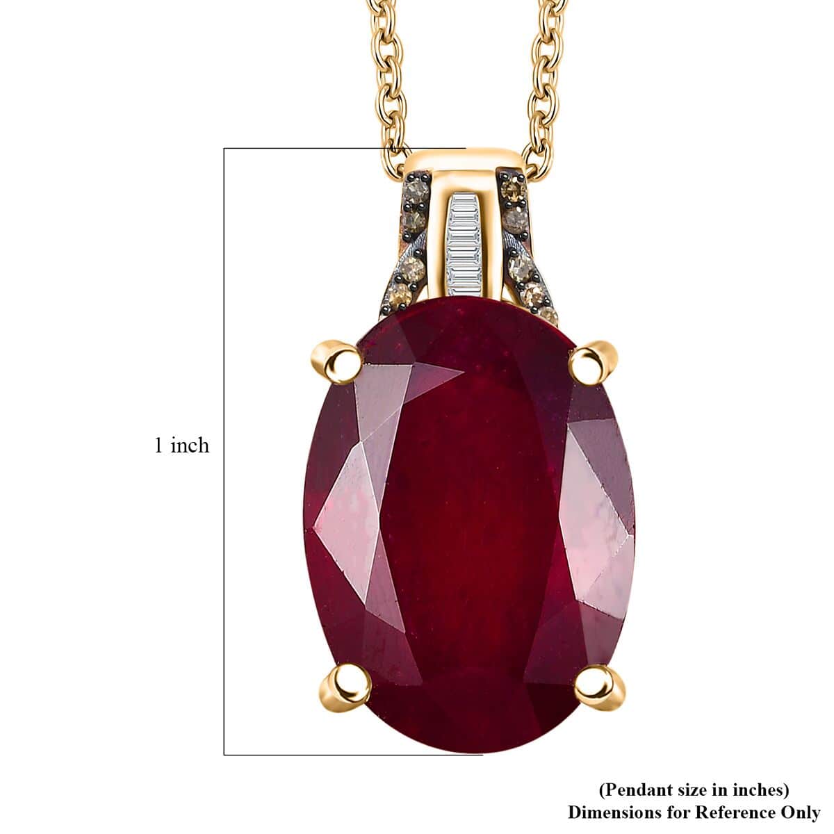 Niassa Ruby (FF), Natural Champagne and White Diamond 20.15 ctw River Bridge Pendant Necklace in 18K Vermeil Yellow Gold Over Sterling Silver 20 Inches image number 5