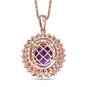 Moroccan Rose and Multi Gemstone 6.90 ctw Twilight Blossom Pendant Necklace in 18K Vermeil Rose Gold Over Sterling Silver 20 Inches