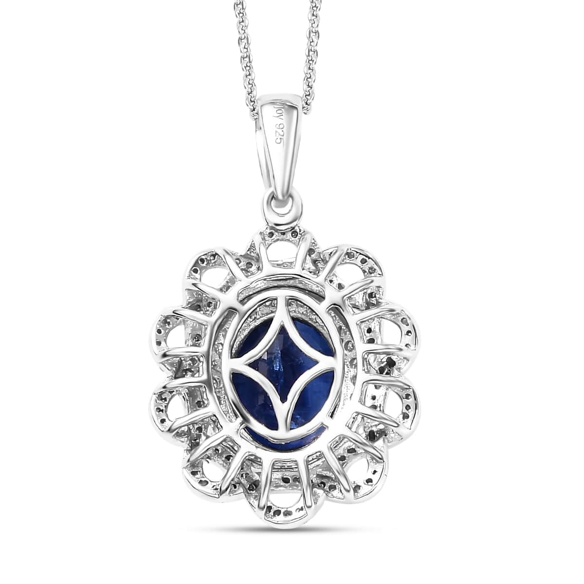 Kashmir Kyanite and Moissanite 5.40 ctw Galaxy Pendant Necklace in Rhodium Over Sterling Silver 20 Inches image number 4