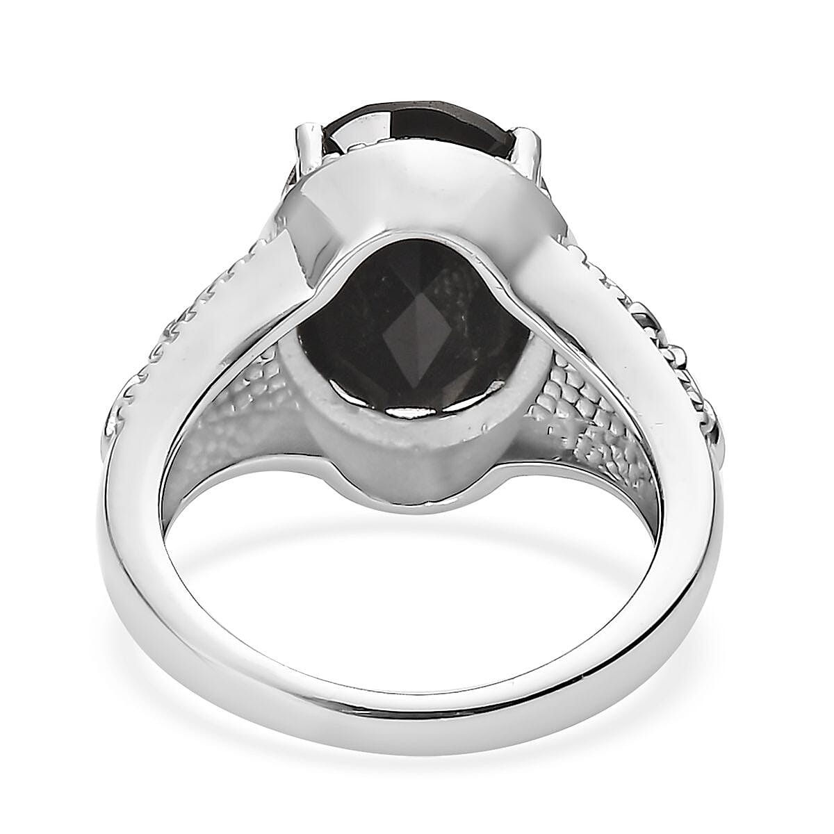 3piece Set - Thai Black Spinel 11.70 ctw Stud Earrings, Solitaire Ring (Size 5.0) and Pendant Necklace 20 Inches in Stainless Steel
