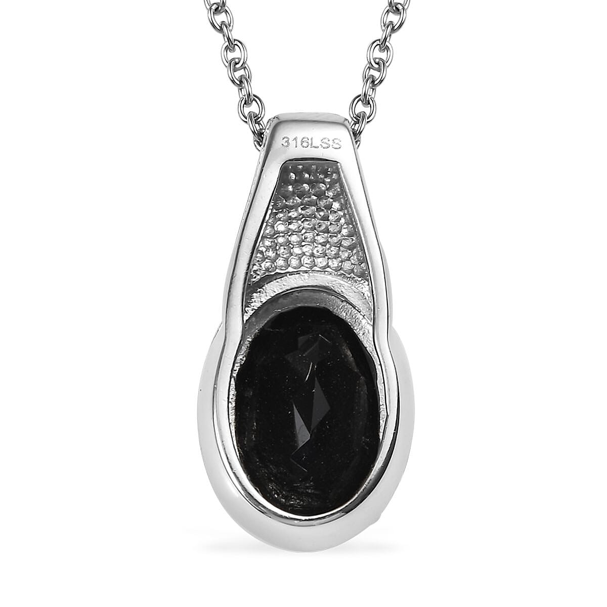 3piece Set - Thai Black Spinel 11.70 ctw Stud Earrings, Solitaire Ring (Size 5.0) and Pendant Necklace 20 Inches in Stainless Steel