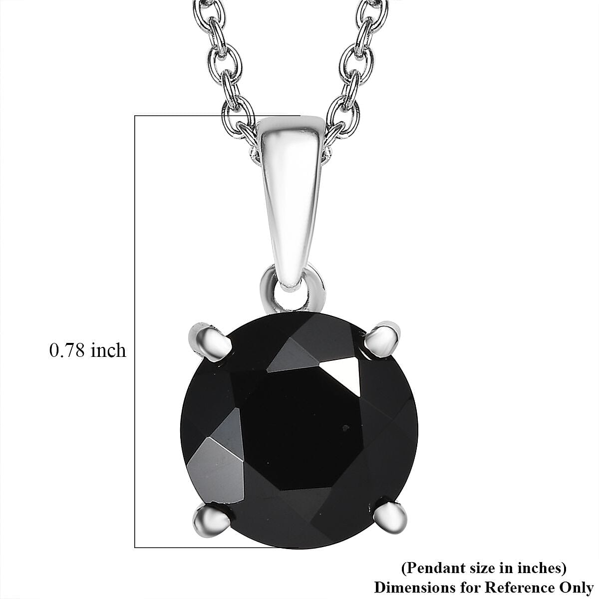 Thai Black Spinel 5.00 ctw Solitaire Pendant Necklace in Stainless Steel 20 Inches
