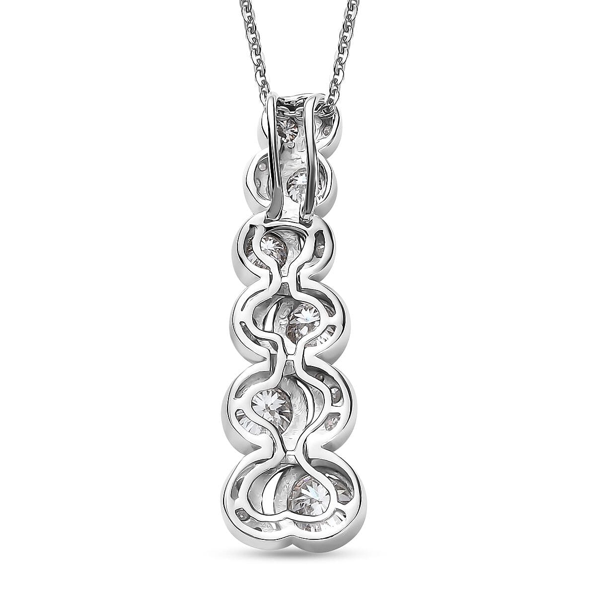 Moissanite 1.65 ctw Celestial Sun and Moon Pendant Necklace in Rhodium Over Sterling Silver 20 Inches