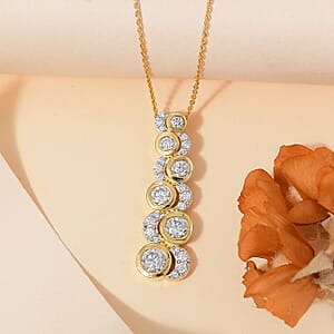 Moissanite 1.65 ctw Celestial Sun and Moon Pendant Necklace in 18K Vermeil Yellow Gold Over Sterling Silver 20 Inches