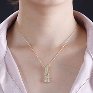 Moissanite 1.65 ctw Celestial Sun and Moon Pendant Necklace in 18K Vermeil Yellow Gold Over Sterling Silver 20 Inches