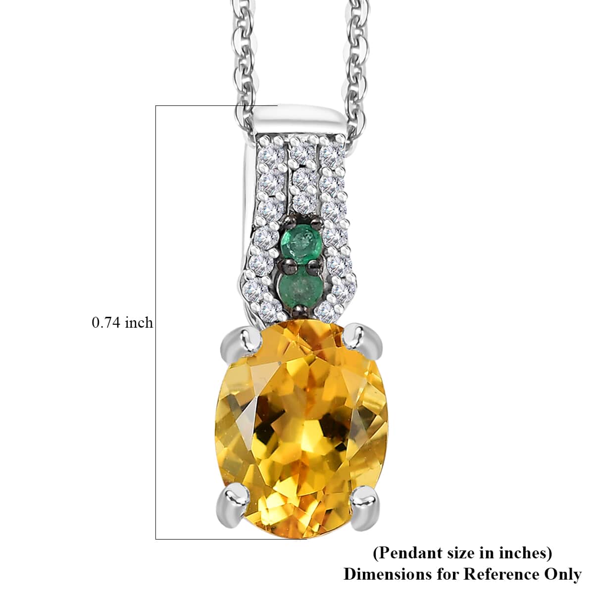 Premium Brazilian Heliodor and Multi Gemstone 1.90 ctw Pendant Necklace in Rhodium Over Sterling Silver 20 Inches image number 6