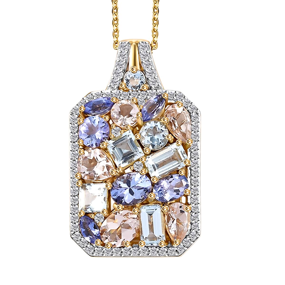 Multi Gemstone 4.10 ctw Sunlit Oasis Pendant Necklace in 18K Vermeil YG Over Sterling Silver 20 Inches image number 0