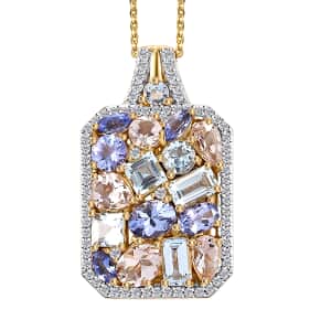 Multi Gemstone 4.10 ctw Sunlit Oasis Pendant Necklace in 18K Vermeil YG Over Sterling Silver 20 Inches