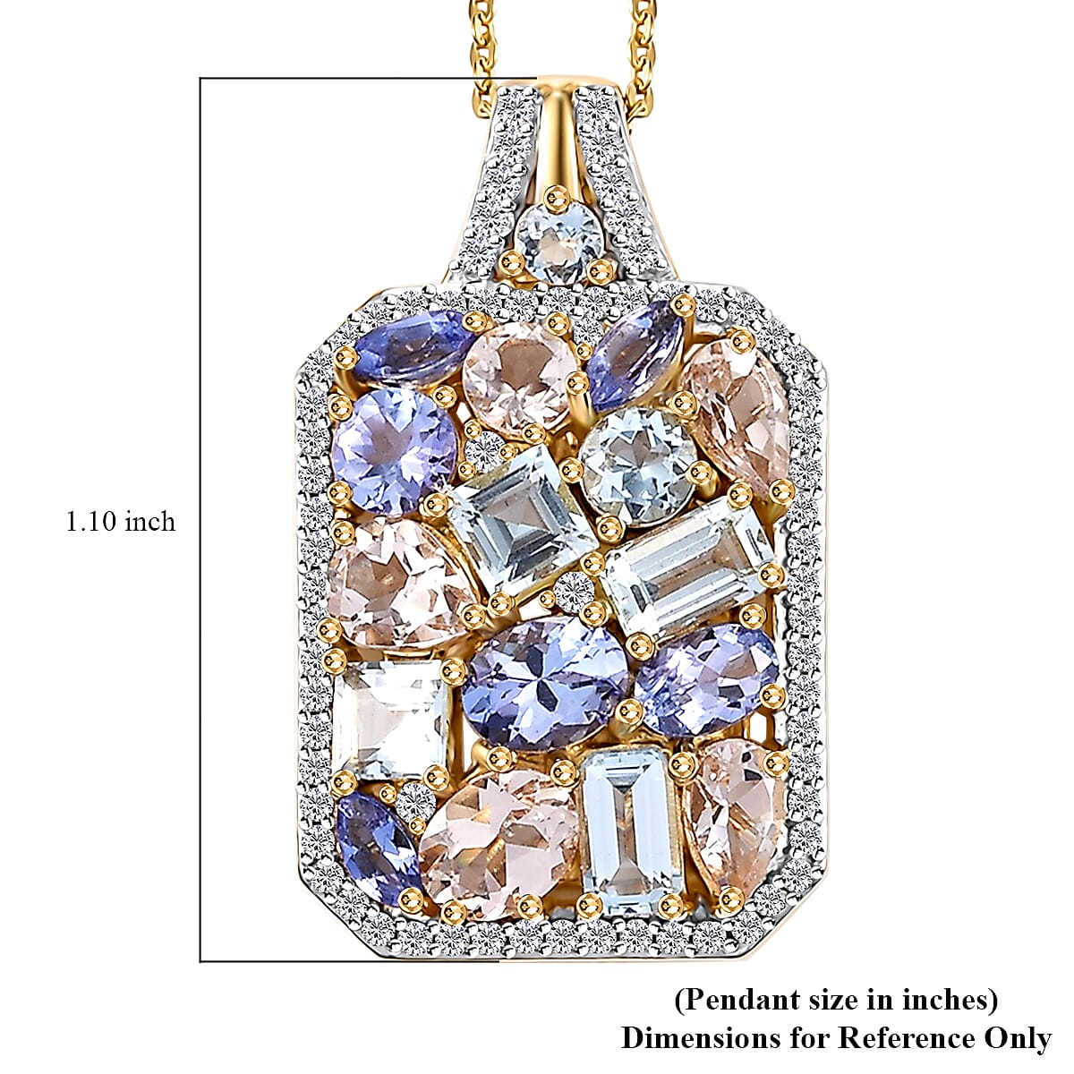 Multi Gemstone 4.10 ctw Sunlit Oasis Pendant Necklace in 18K Vermeil YG Over Sterling Silver 20 Inches