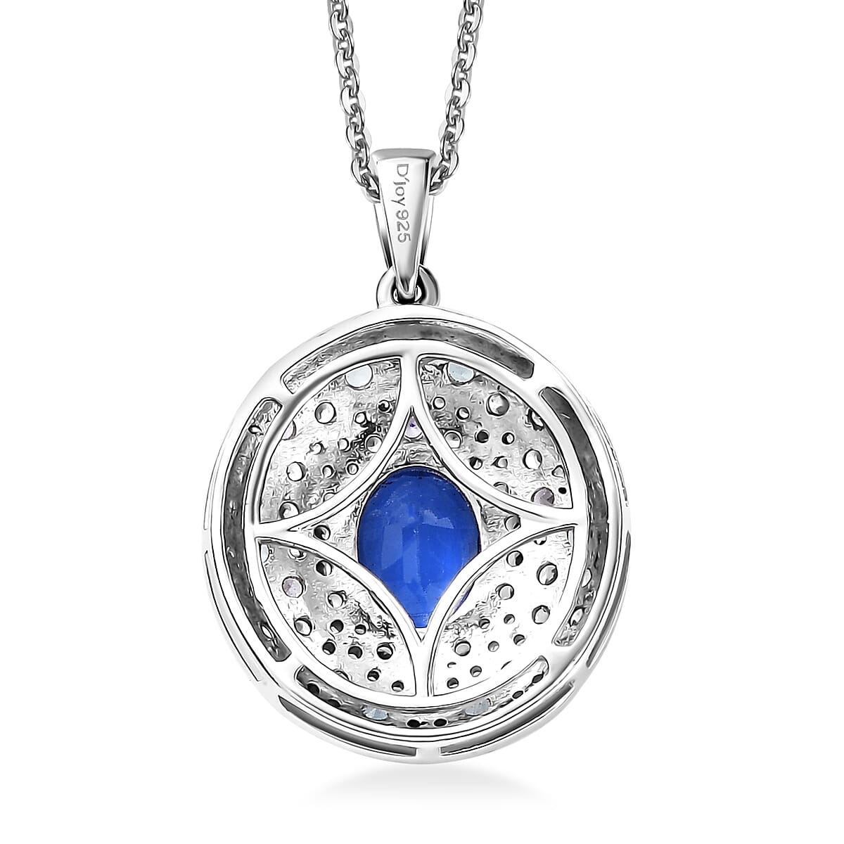 Kashmir Kyanite and Multi Gemstone 4.40 ctw Galaxy Pendant Necklace in Rhodium Over Sterling Silver 20 Inches
