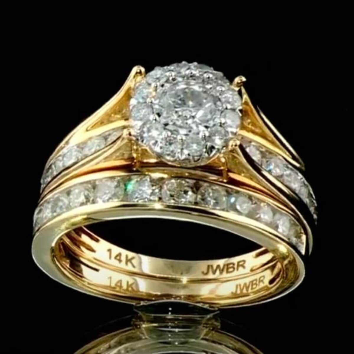 14K Yellow Gold White Diamond (H-SI3) Set of 2 Stackable Ring (Size 7.0) (7.35 g) 2.00 ctw image number 0