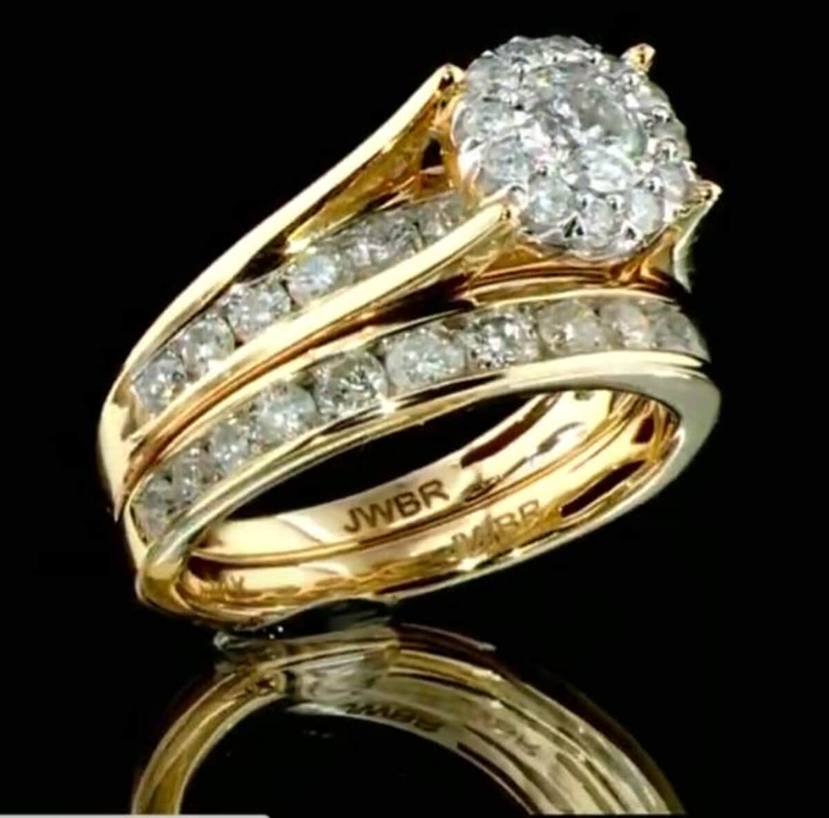 14K Yellow Gold White Diamond (H-SI3) Set of 2 Stackable Ring (Size 7.0) (7.35 g) 2.00 ctw image number 2