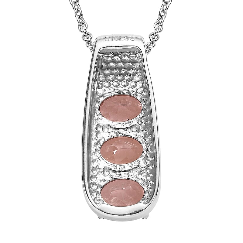 3 Piece Set - Morganique Quartz (Triplet) 10.75 ctw Stud Earrings, Ring (Size 5) and Pendant Necklace 20 Inches in Stainless 