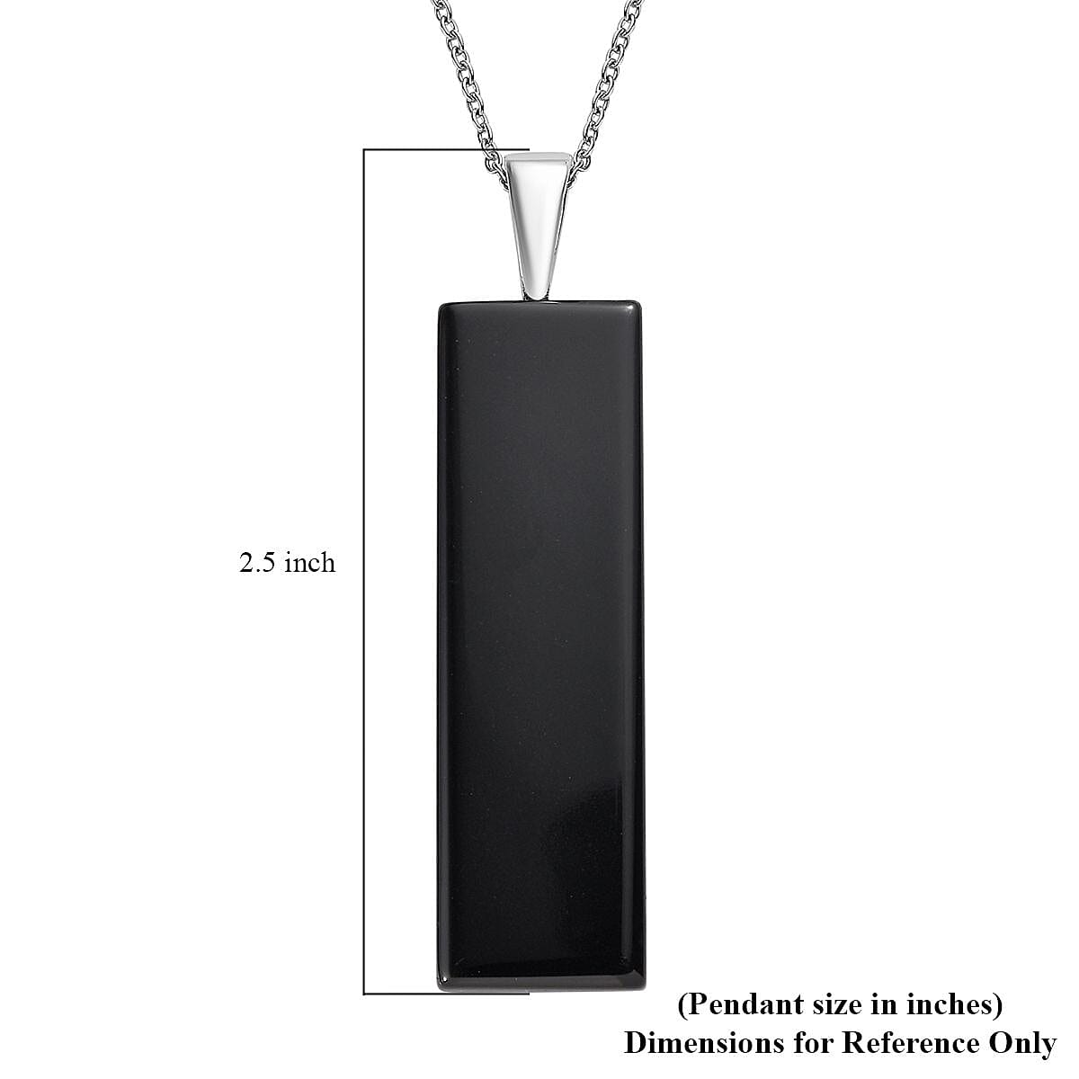 Black Onyx 45.30 ctw Pendant Necklace 24 Inches in Stainless Steel