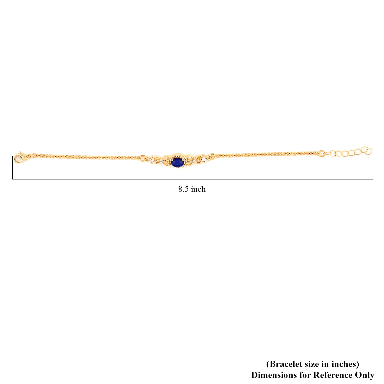 Set of 3 Lapis Lazuli, Jade, Sunstone and Simulated Diamond 5.80 ctw Bracelet in Goldtone (7.50In)
