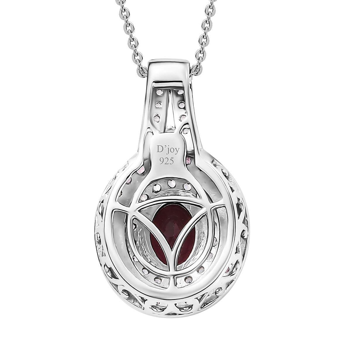 Orissa Rhodolite Garnet and Multi Gemstone 3.10 ctw Floral Double Halo Pendant Necklace 20 Inches in Rhodium Over Sterling Silver 