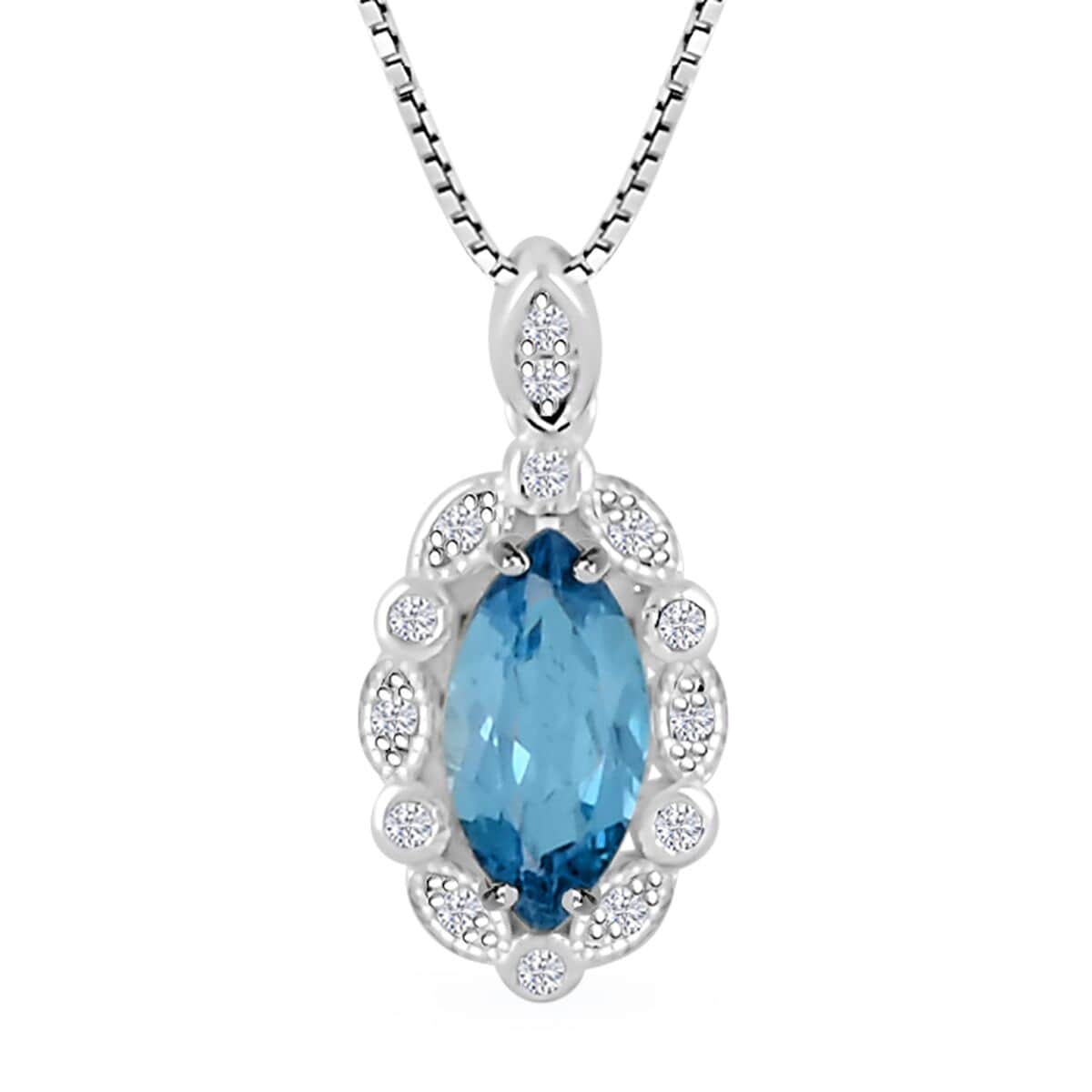 Blue Topaz and White Diamond 2.70 ctw Pendant Necklace in Sterling Silver 18 Inches image number 0