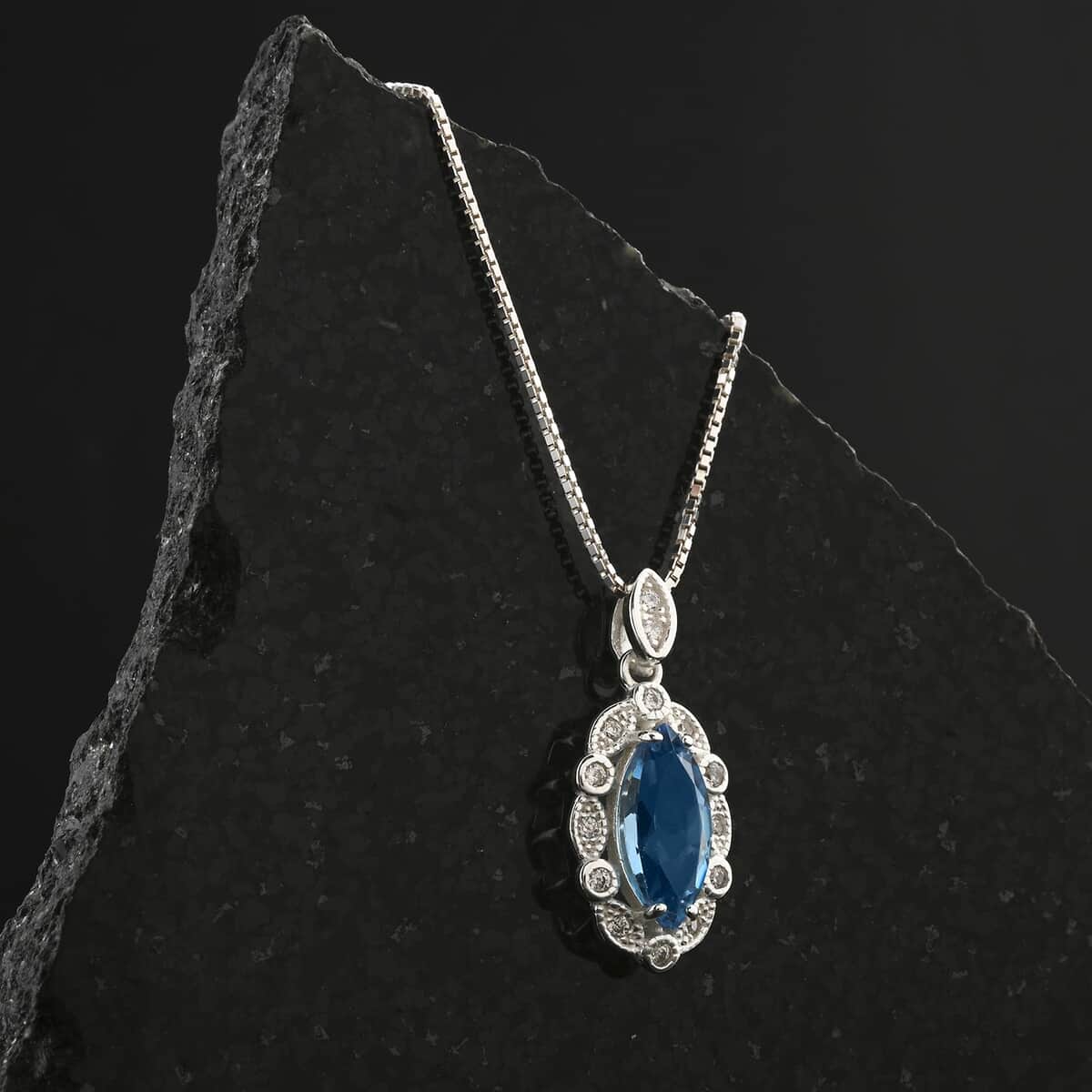 Blue Topaz and White Diamond 2.70 ctw Pendant Necklace in Sterling Silver 18 Inches image number 1