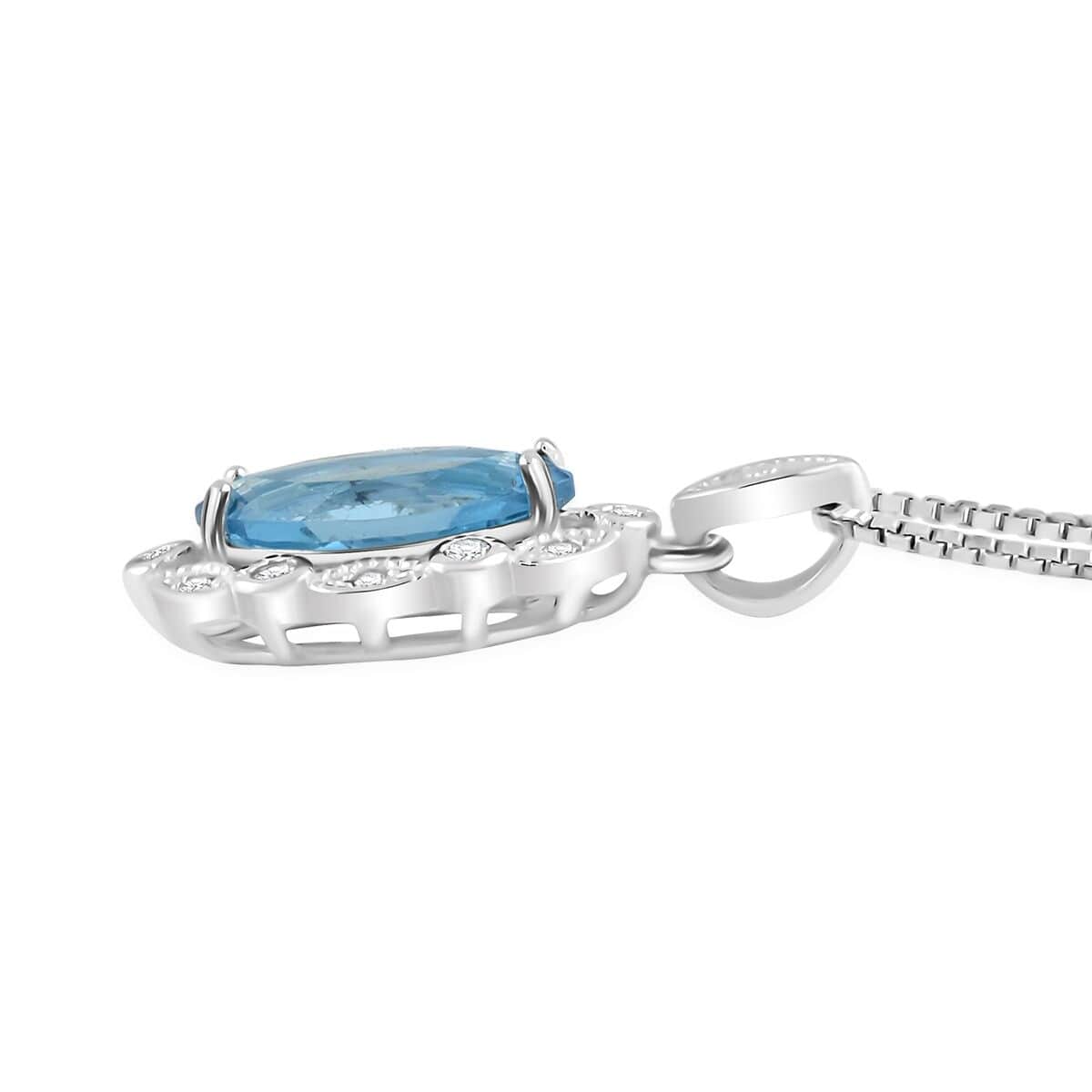 Blue Topaz and White Diamond 2.70 ctw Pendant Necklace in Sterling Silver 18 Inches image number 2