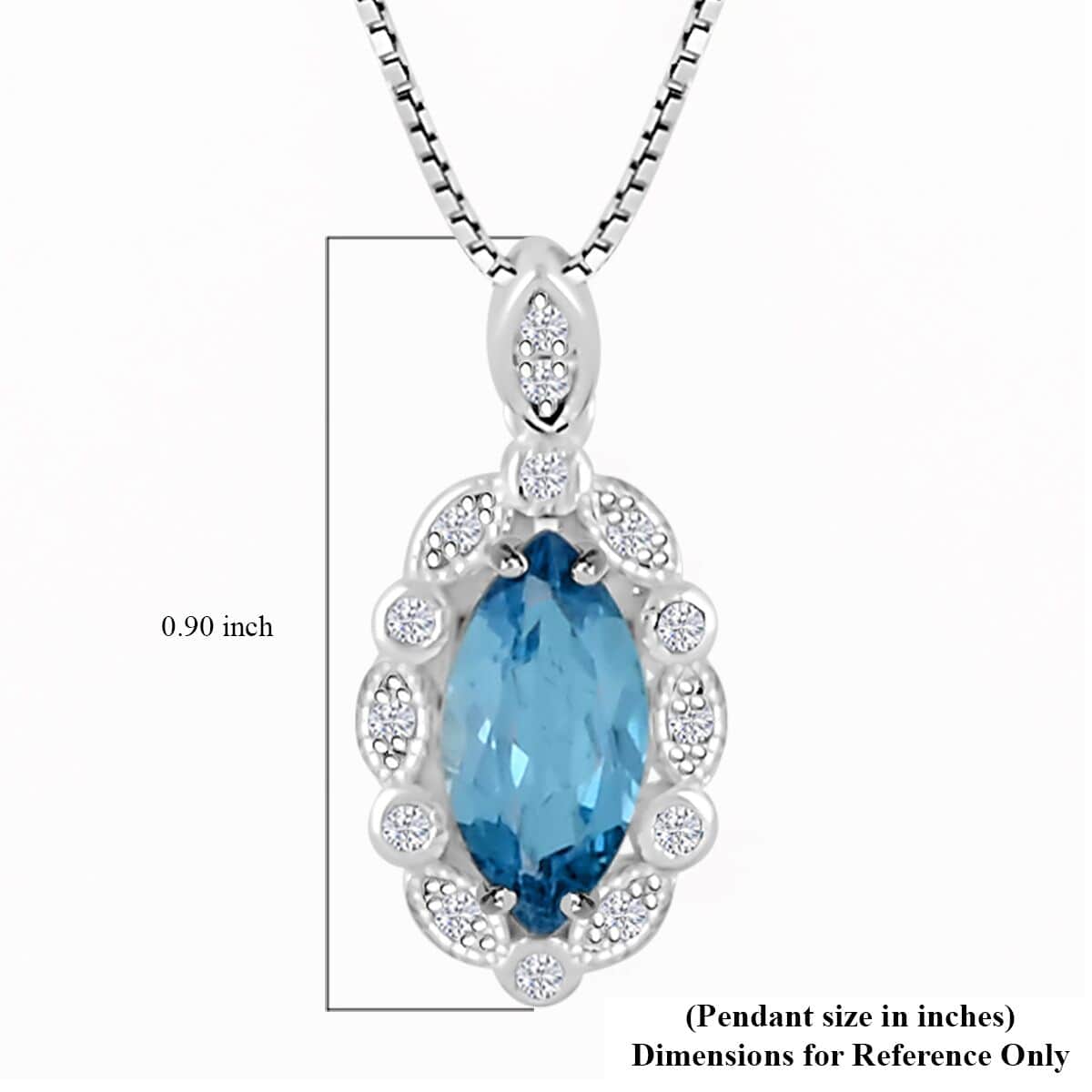 Blue Topaz and White Diamond 2.70 ctw Pendant Necklace in Sterling Silver 18 Inches image number 4