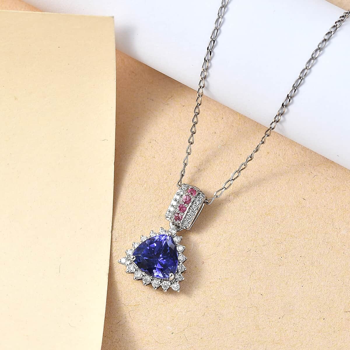 Certified & Appraised Rhapsody AAAA Tanzanite, Mahenge Spinel and E-F VS Diamond 2.80 ctw Pendant Necklace in 950 Platinum 4.70 Grams 20 Inches image number 1