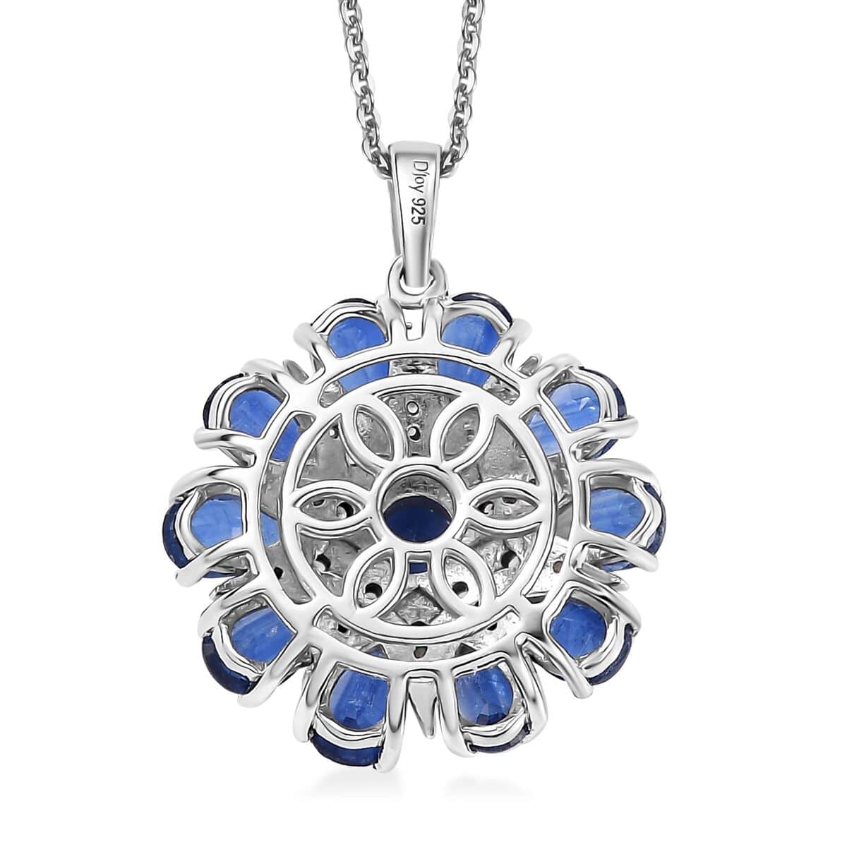 Kashmir Kyanite and White Zircon 6.10 ctw Star Pendant Necklace in Rhodium Over Sterling Silver 20 Inches image number 4