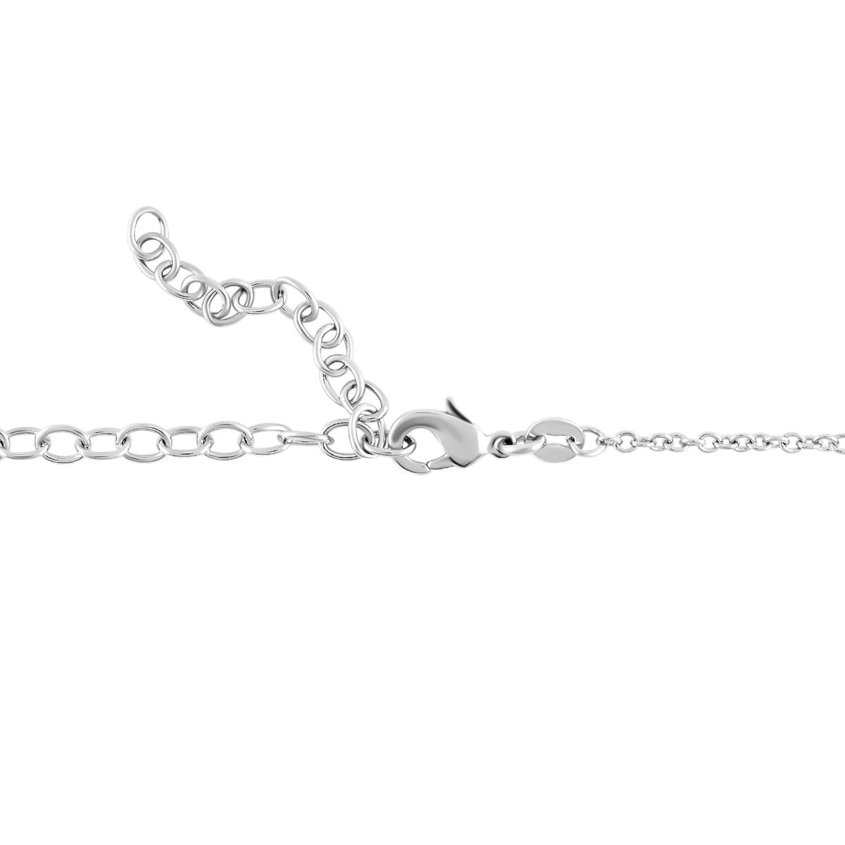 Blue Topaz and Simulated Diamond 3.20 ctw Pendant Necklace in Silvertone 18 Inches image number 4