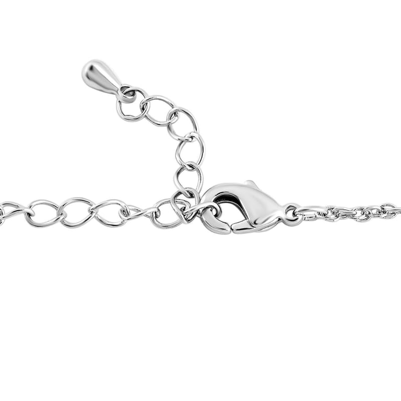 Simulated Prasiolite and Simulated Diamond 3.80 ctw Pendant Necklace in Silvertone 18 Inches
